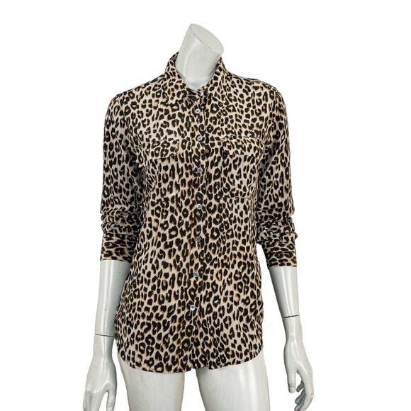 EQUIPMENT Femme Silk Cheetah print Button up Blouse Size Small - Picture 1 of 7